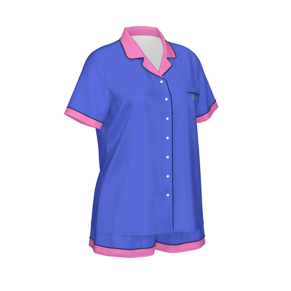 The Anna Women's Short Sleeve Imitation Silk Pajama Set Wrong Lever Clothing