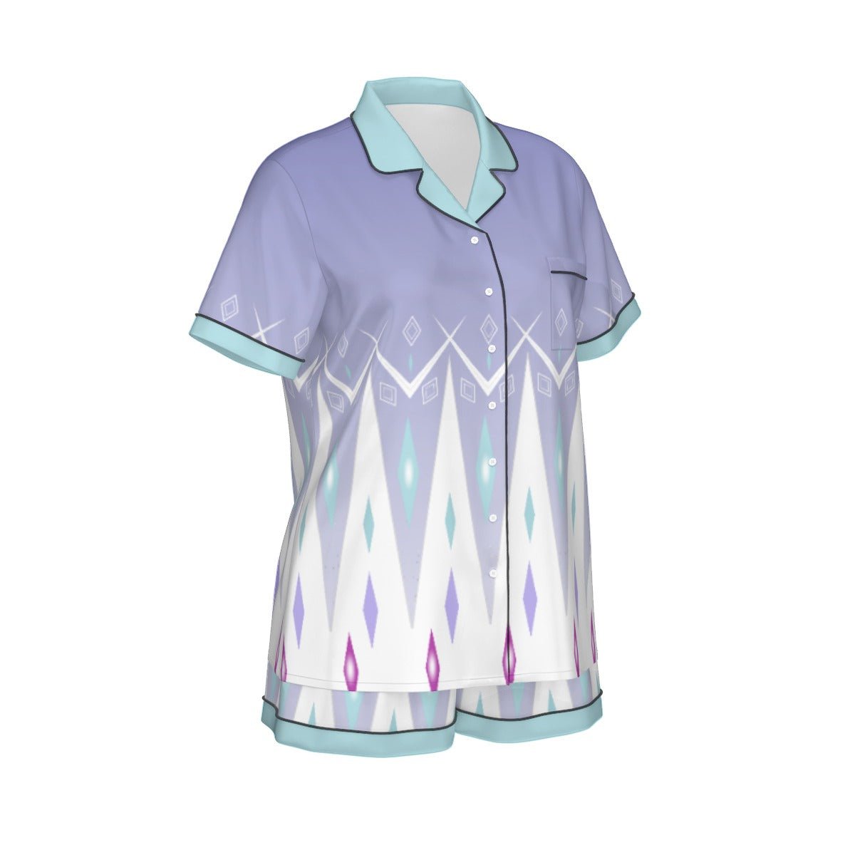 The Elsa Women's Imitation Silk Short Sleeve Pajama Set Wrong Lever Clothing