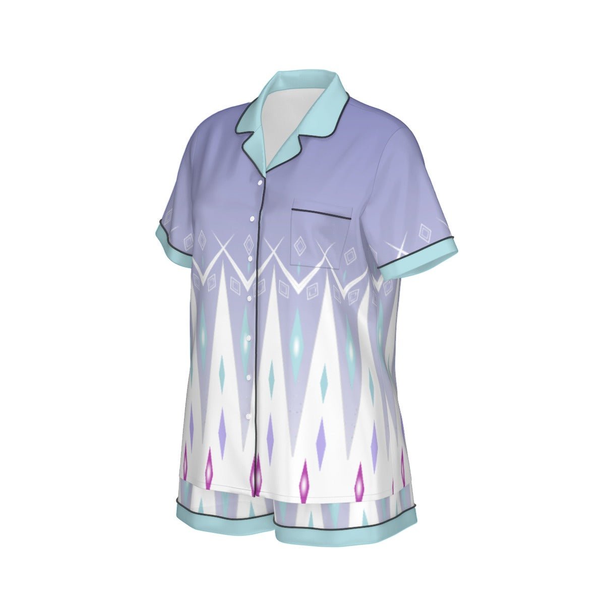 The Elsa Women's Imitation Silk Short Sleeve Pajama Set Wrong Lever Clothing