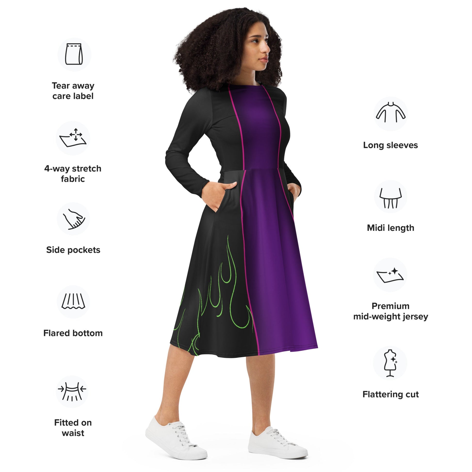 The Evil One long sleeve midi dress disney adultdisney costumeWrong Lever Clothing