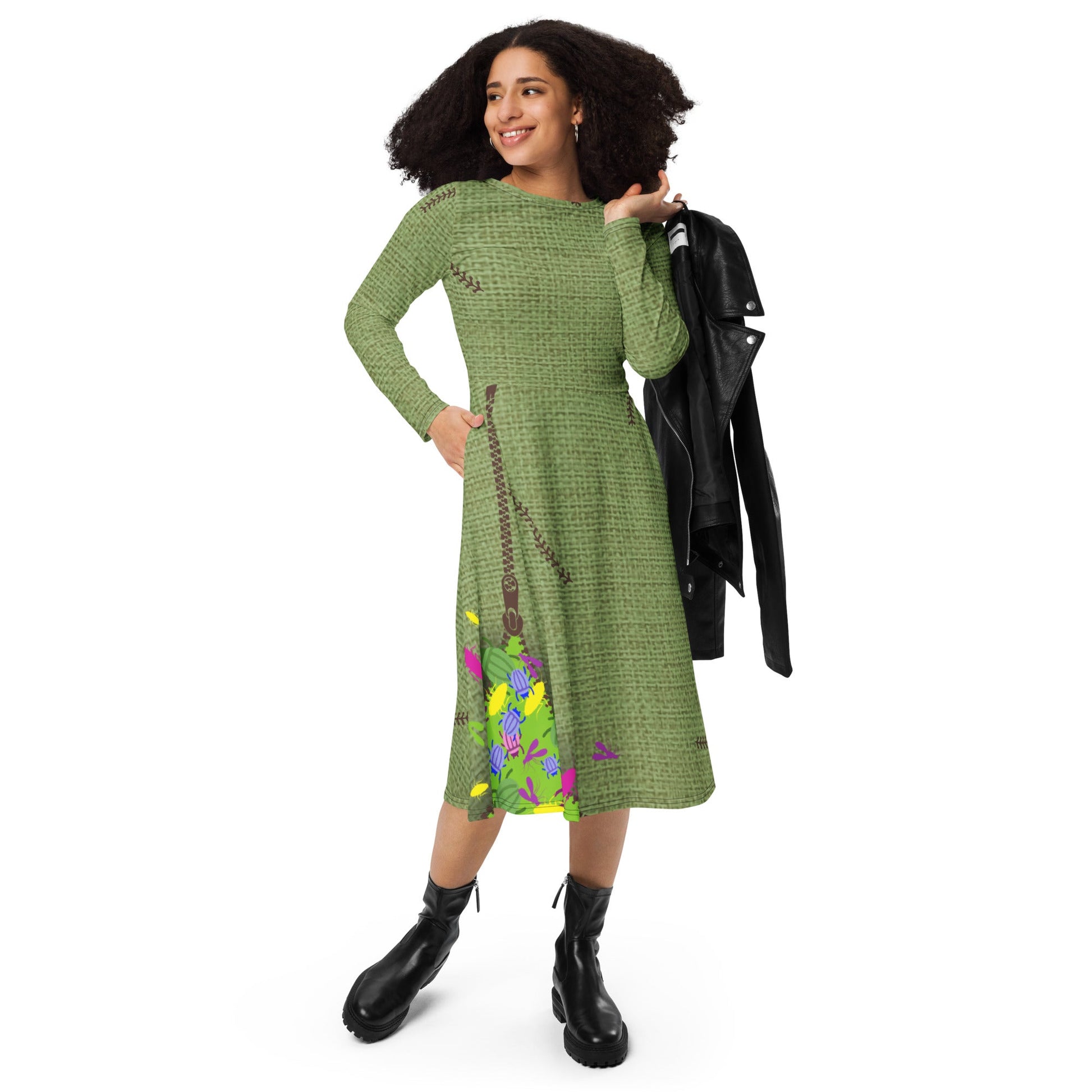 The Green Oogie Boogie long sleeve midi dress christmascosplayWrong Lever Clothing