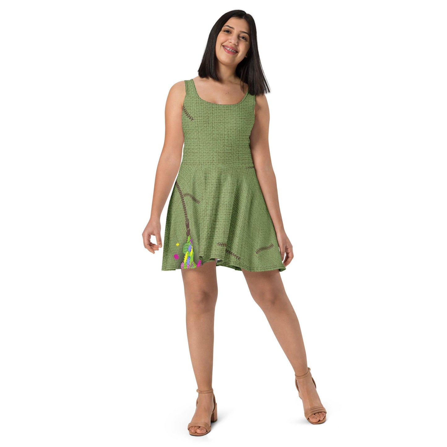 The Green Oogie Boogie Skater Dress christmascosplayWrong Lever Clothing