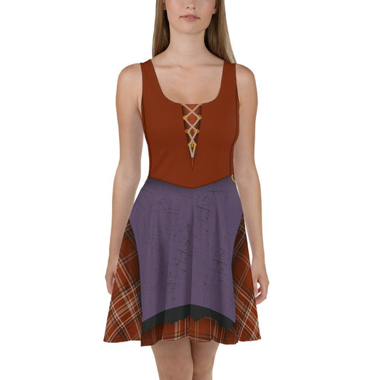 The Mary Witch Skater Dress All Over PrintcosplaySkater DressWrong Lever Clothing