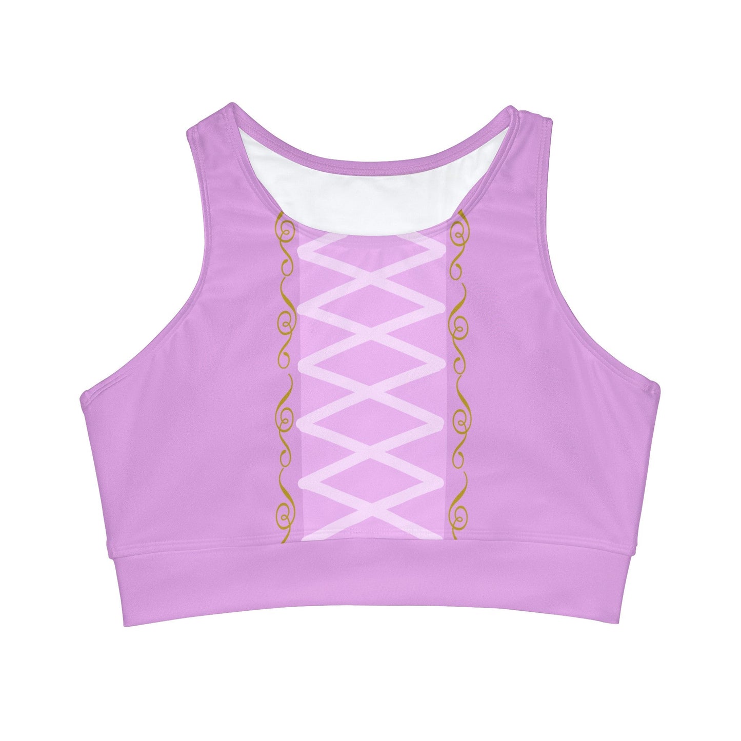 The Rapunzel High Neck Crop Bikini Top adult disneyAll Over PrintAll Over PrintsWrong Lever Clothing