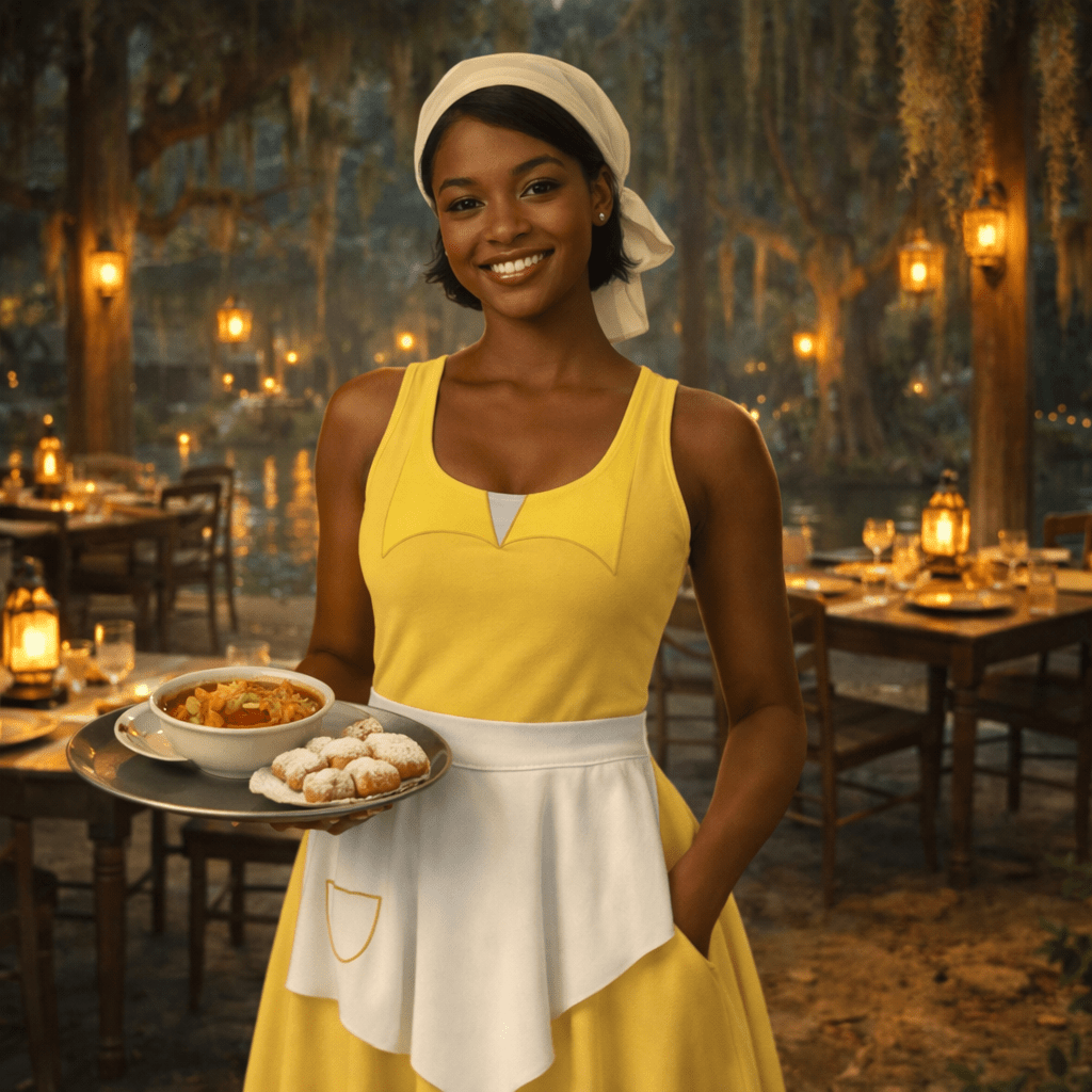 Tiana Yellow Skater Dress cosplaydisney adultSkater DressWrong Lever Clothing