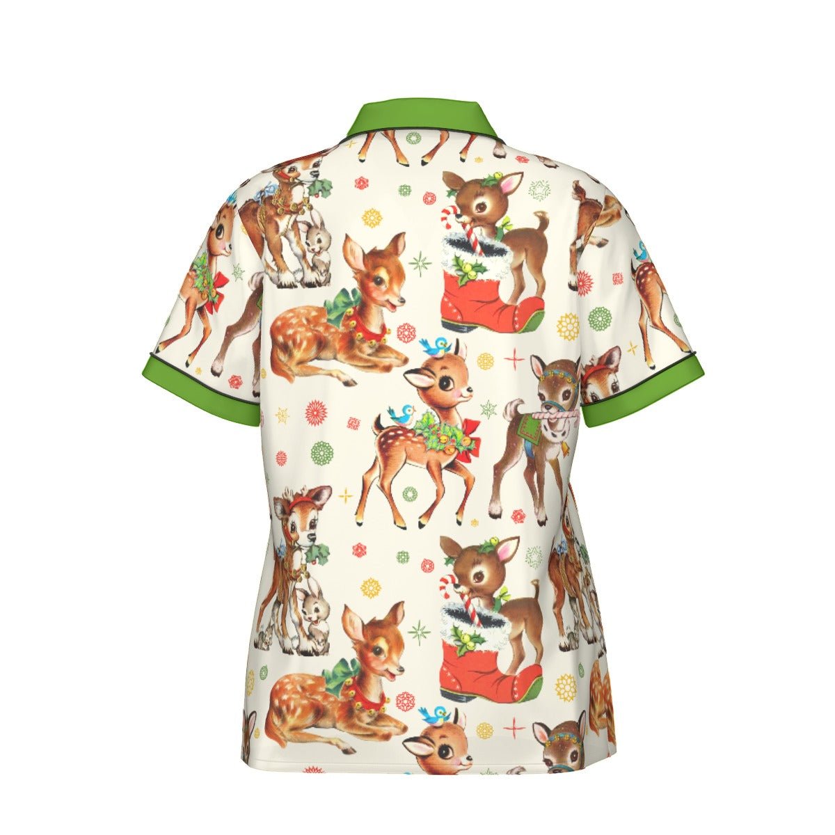Vintage Reindeer Christmas Women's Imitation Silk Pajama Set With Short Sleeve Wrong Lever Clothing