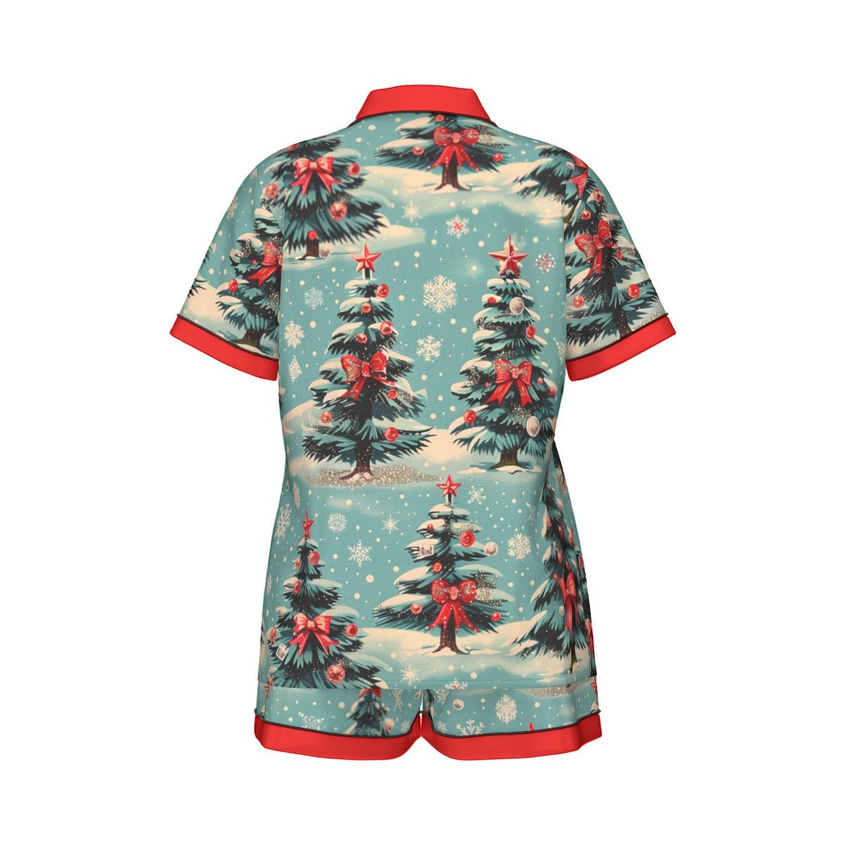 Vintage Trees Women's Imitation Silk Short Sleeve Pajama Set Wrong Lever Clothing