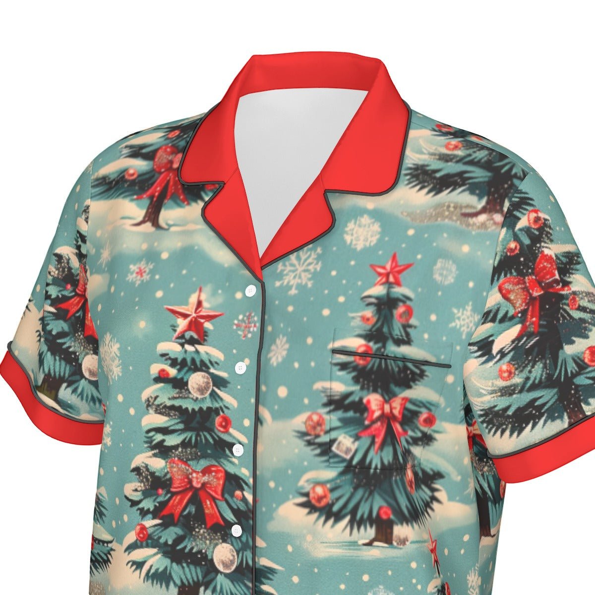 Vintage Trees Women's Imitation Silk Short Sleeve Pajama Set Wrong Lever Clothing