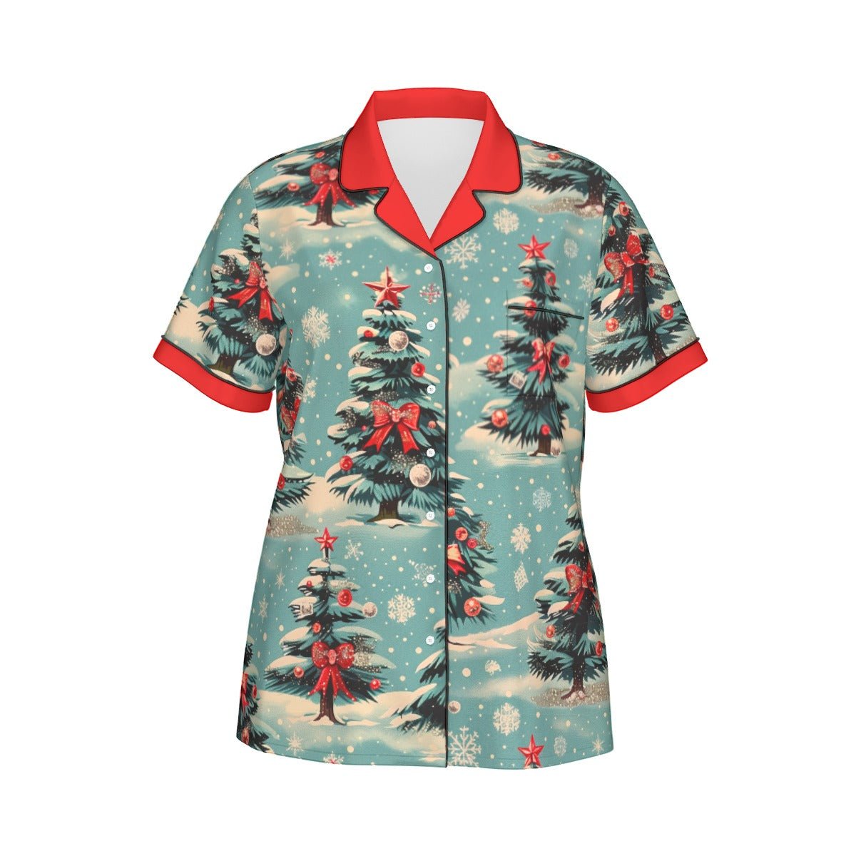 Vintage Trees Women's Imitation Silk Short Sleeve Pajama Set Wrong Lever Clothing