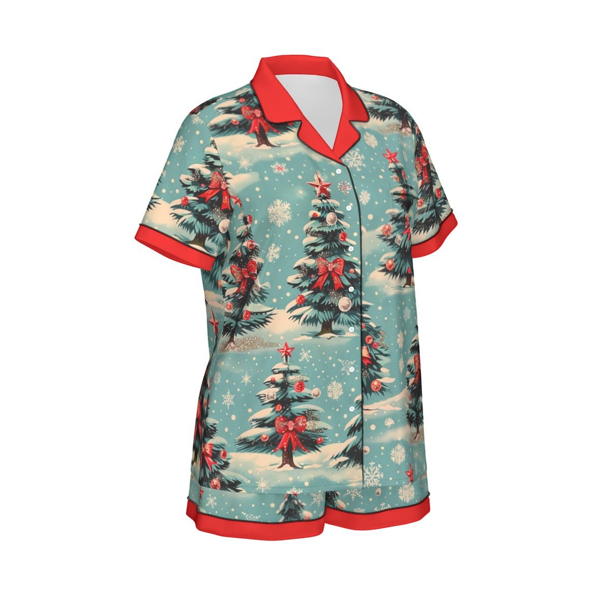 Vintage Trees Women's Imitation Silk Short Sleeve Pajama Set Wrong Lever Clothing