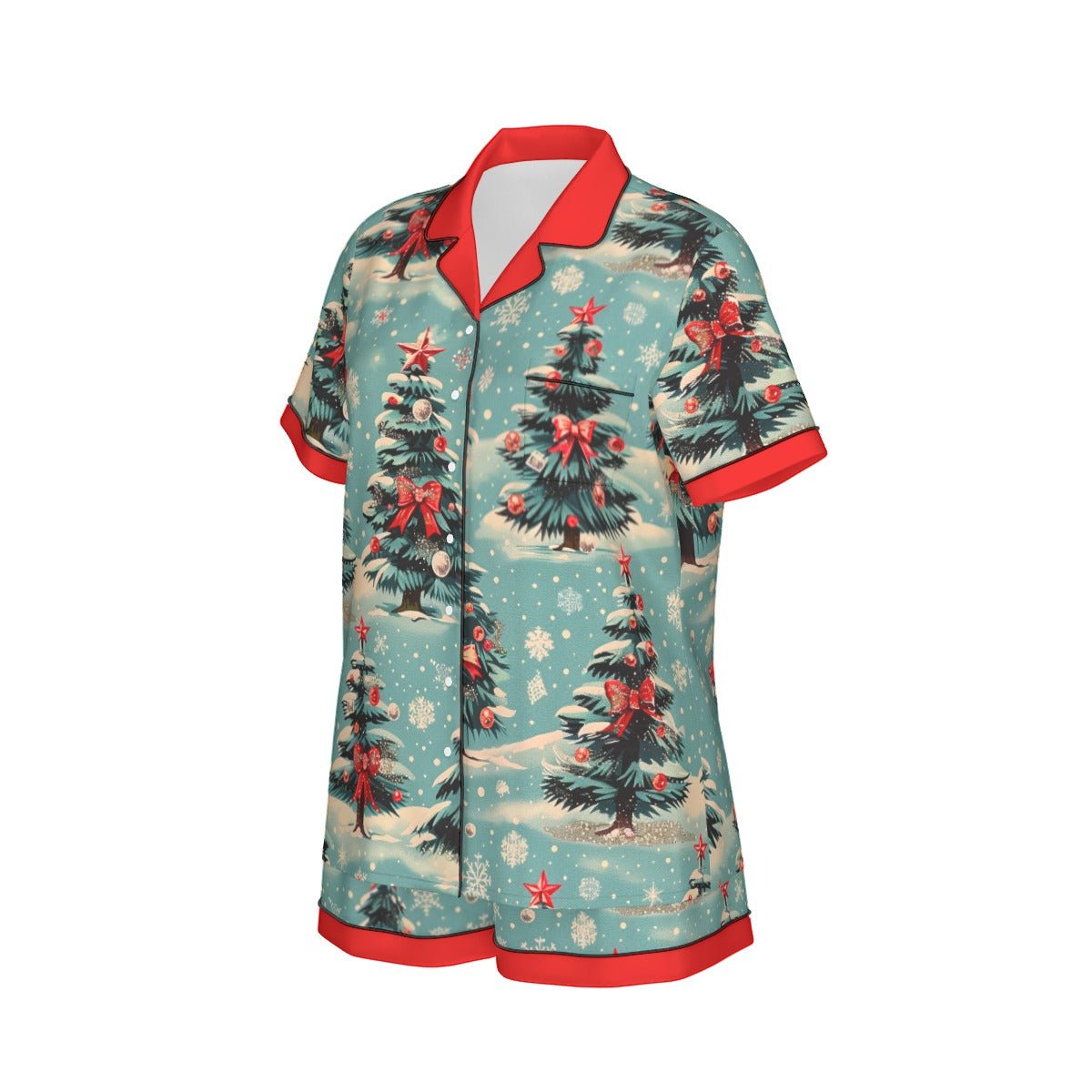 Vintage Trees Women's Imitation Silk Short Sleeve Pajama Set Wrong Lever Clothing