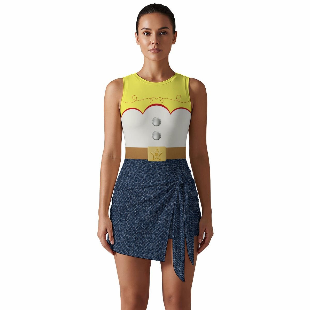 Western Cowgirl Bodysuit Dress – Rodeo Adventure Active Dress with Built - In Shorts Wrong Lever Clothing