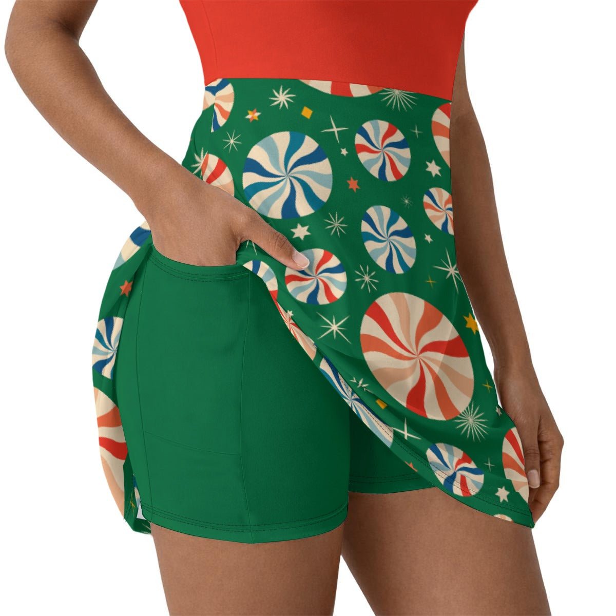 Women’s Peppermint Christmas Skater Dress | Holiday Candy Park Dress adult holiday stylechristmas trip clothingWrong Lever Clothing