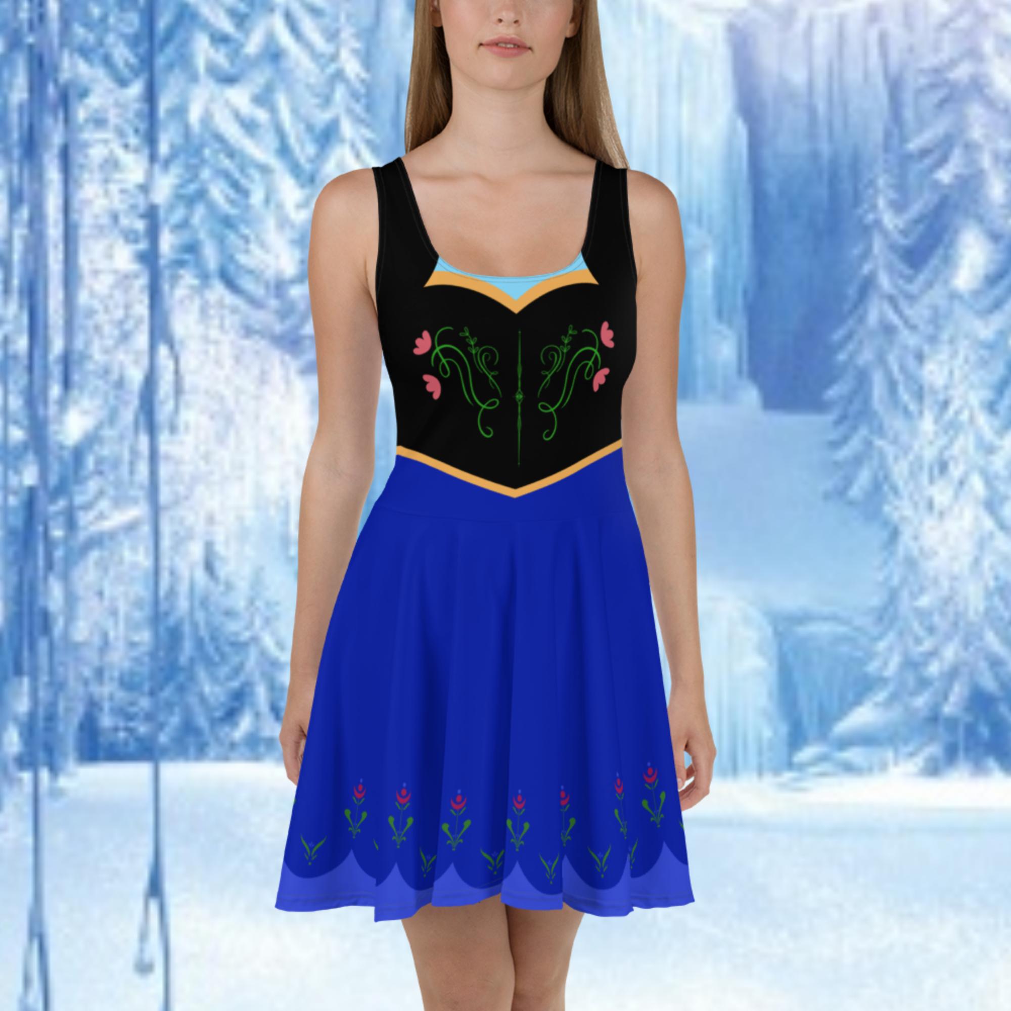 strapless open back dress Anna Skater Dress, Princess Dress for trips, Cosplay 3XL
