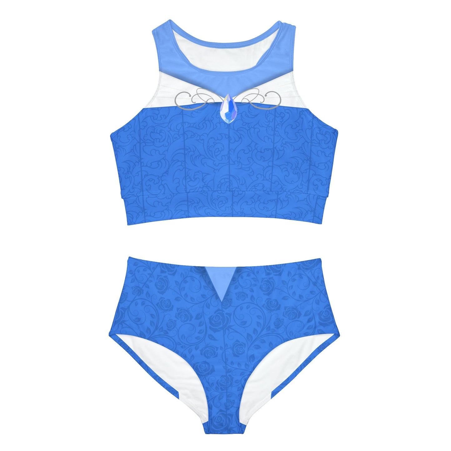 Blue Princess Sporty Bikini Set adult bikiniAll Over PrintSwim SuitWrong Lever Clothing