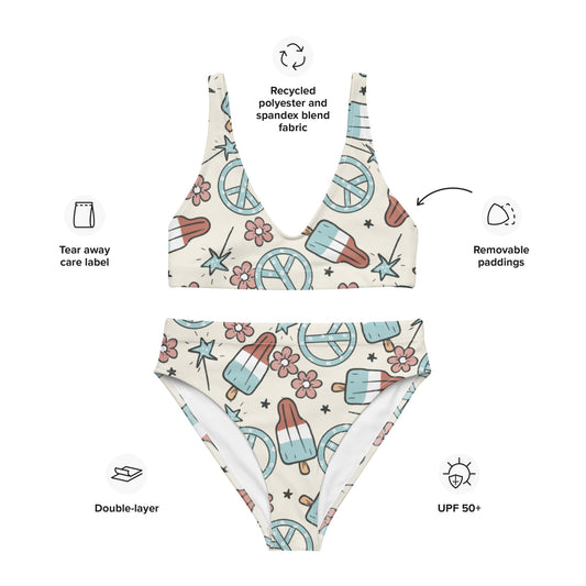 Boho Popsicle Recycled high-waisted bikini happiness is addictive#tag4##tag5##tag6#