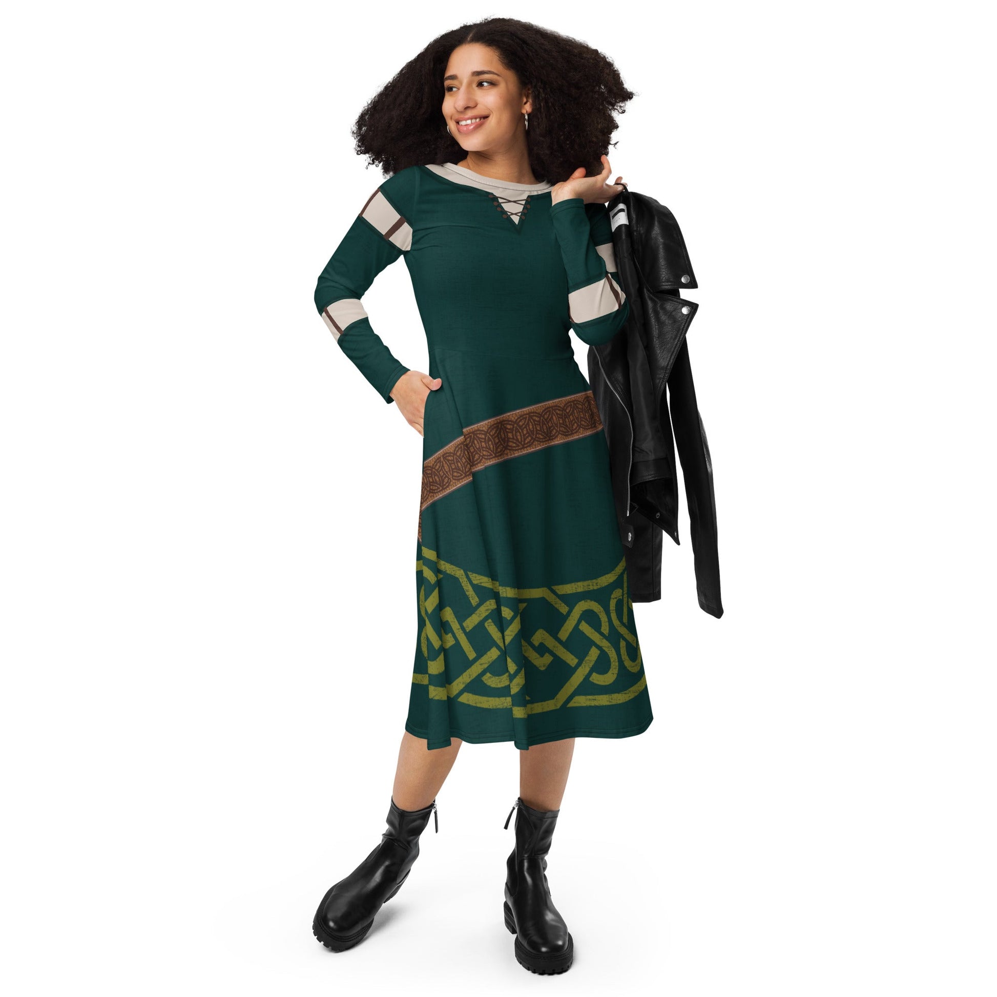 Brave Inspired Merida long sleeve midi dress- Princess Costume, Bounding, Cosplay bravedisney dressdisney halloween#tag4##tag5##tag6#