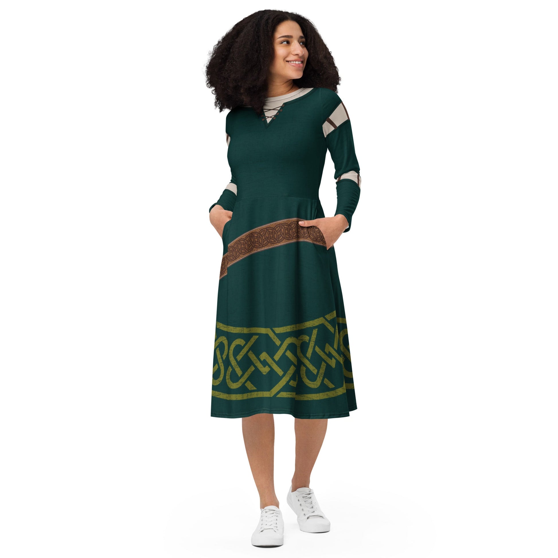 Brave Inspired Merida long sleeve midi dress- Princess Costume, Bounding, Cosplay bravedisney dressdisney halloween#tag4##tag5##tag6#