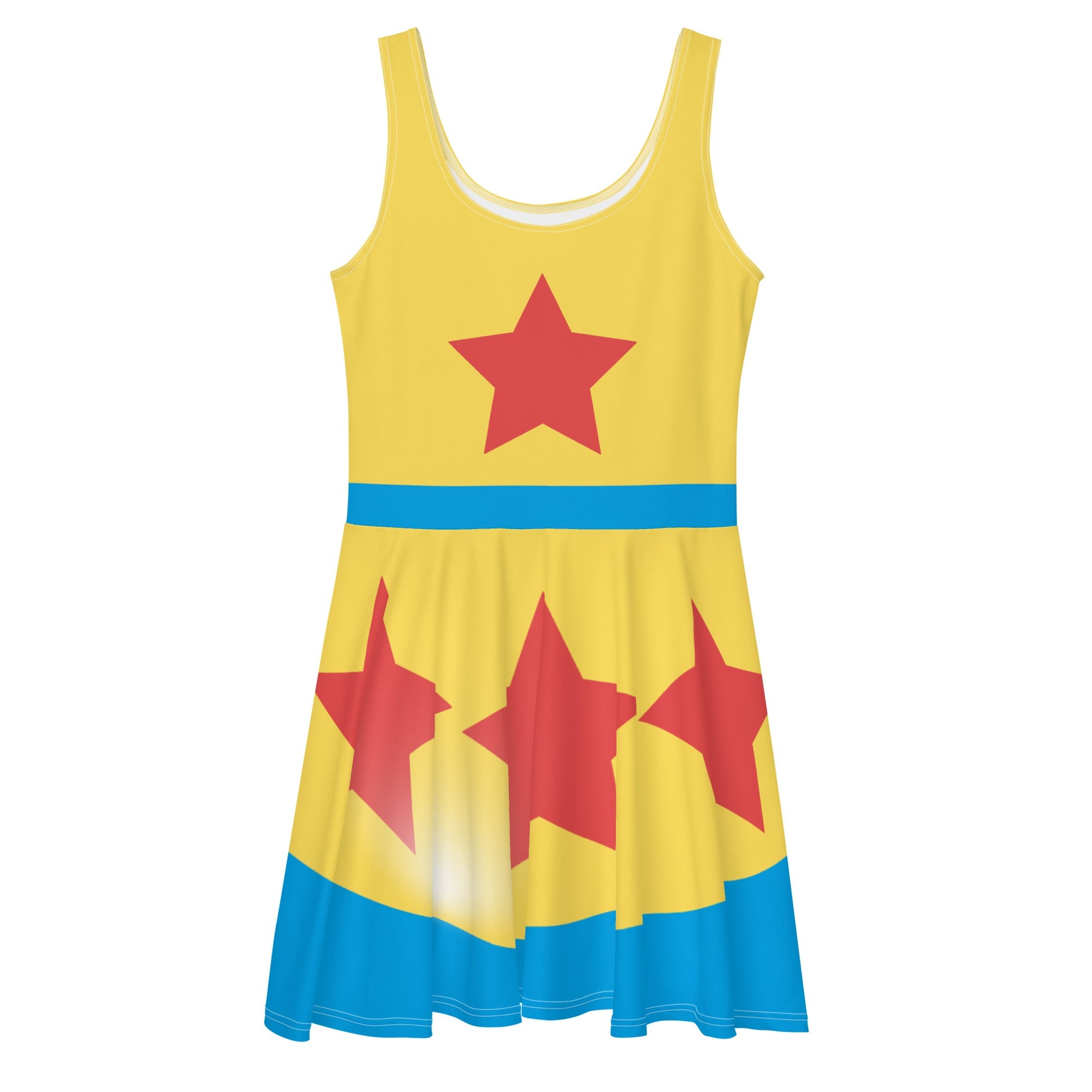 cartoon skater dress QZUnique Women's Cartoon Printed Stretchy Sleeveless Pleated Fit and Flare Skater Dress Shaping Breathable Dress at Amazon Women's Clothing store