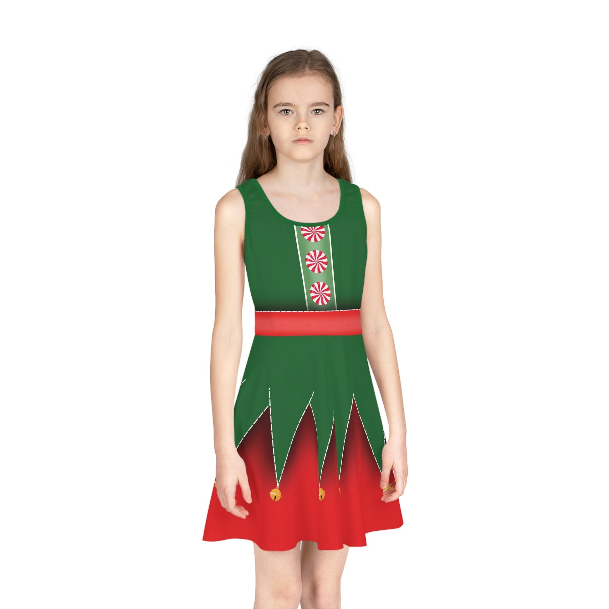 Christmas Elf Girls' Sleeveless Sundress All Over PrintAOPAOP Clothing#tag4##tag5##tag6#