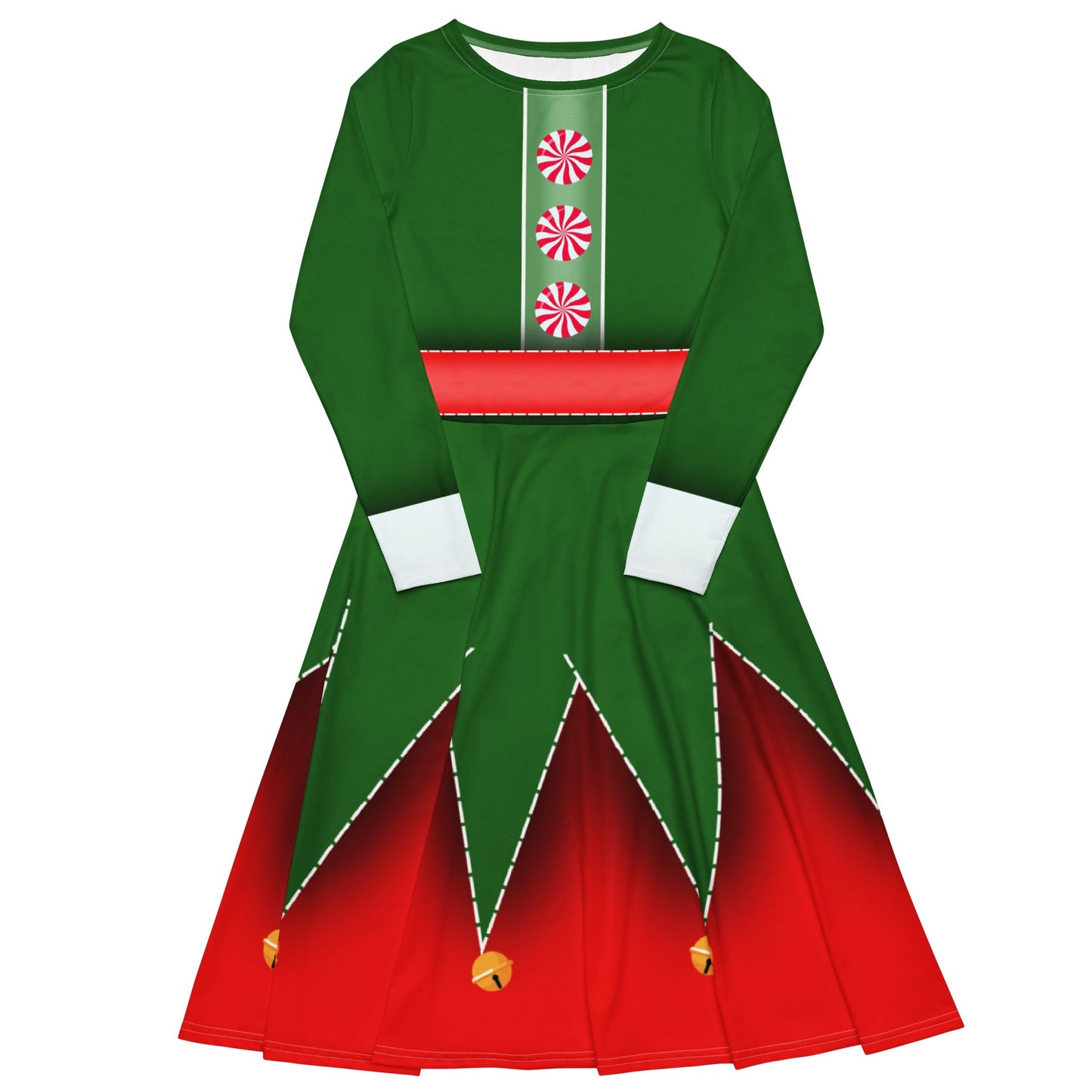 Christmas Elf long sleeve midi dress adult christmasadult elf dressadult holiday style#tag4##tag5##tag6#