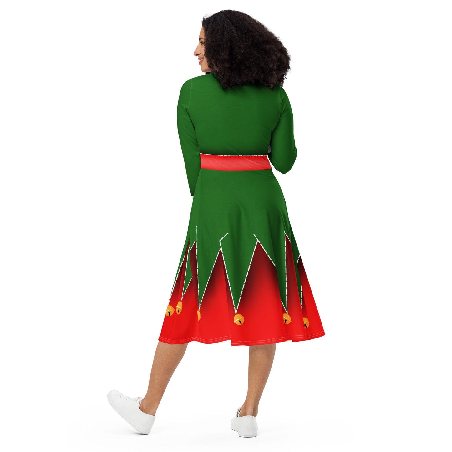 Christmas Elf long sleeve midi dress adult christmasadult elf dressadult holiday style#tag4##tag5##tag6#