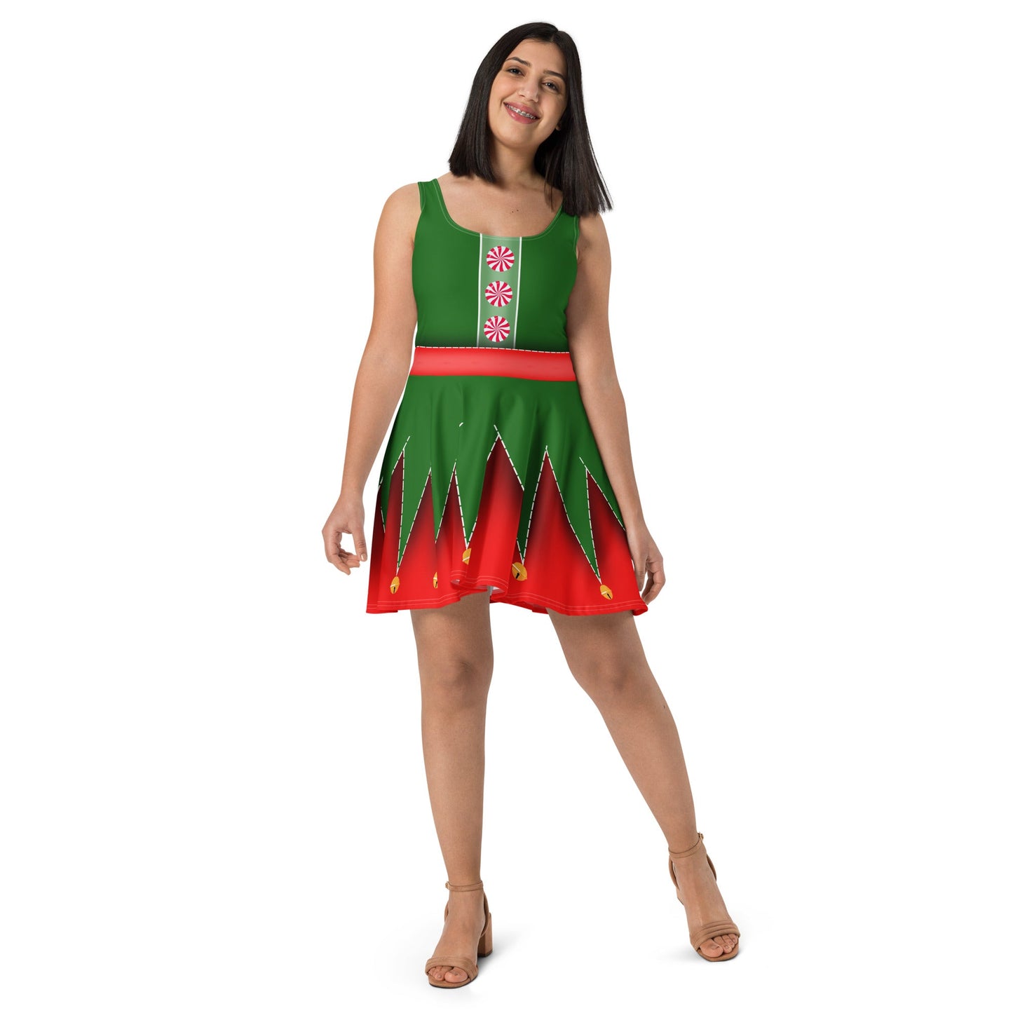 Christmas Elf Skater Dress adult christmasadult elf dressadult holiday style#tag4##tag5##tag6#