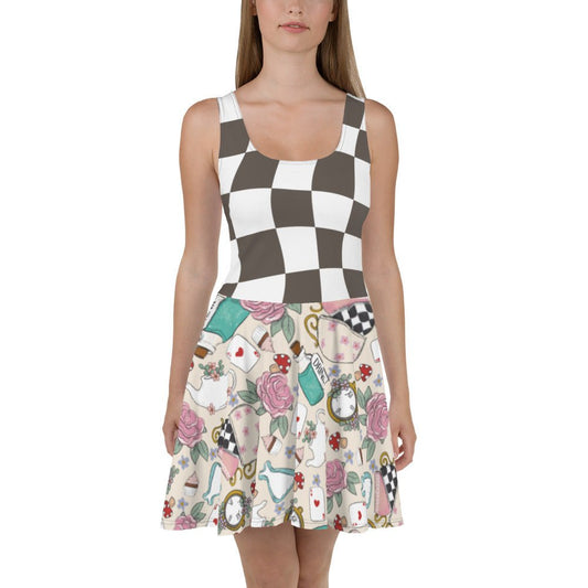 Down the rabbit hole Alice inspired Skater Dress happiness is addictive#tag4##tag5##tag6#