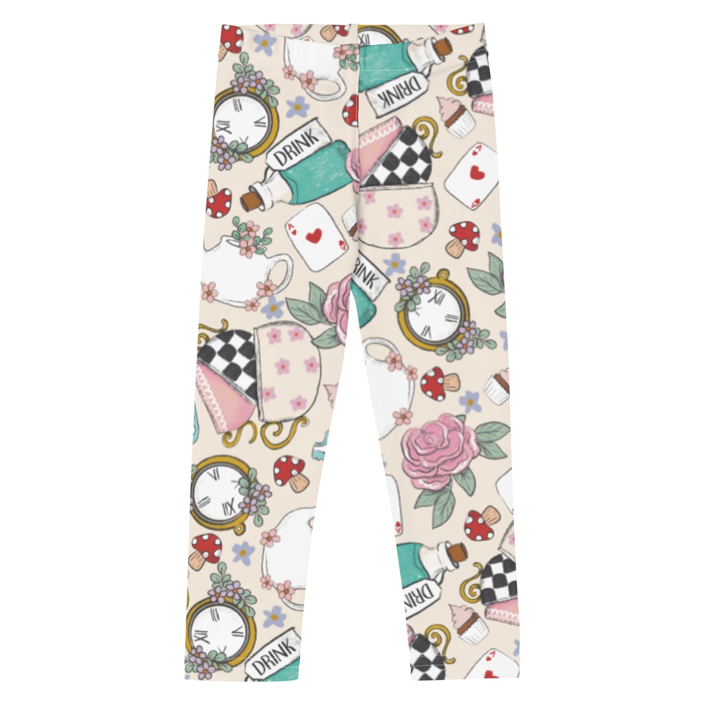 Down the rabbit hole Alice inspired tea party Kid&#39;s Leggings happiness is addictive#tag4##tag5##tag6#
