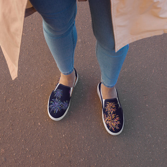 Firework Ears Women’s slip-on canvas shoes happiness is addictive#tag4##tag5##tag6#