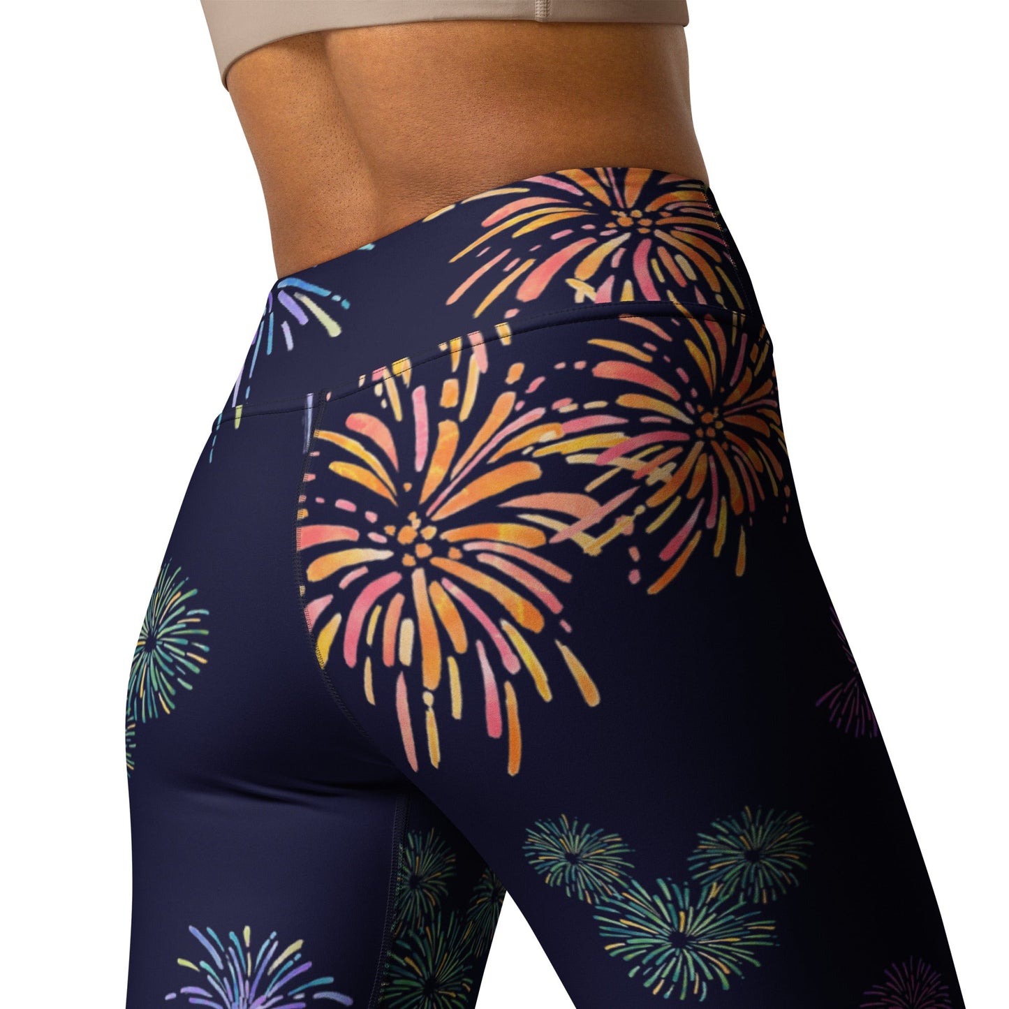 Fireworks Ears Yoga Leggings All Over PrintAOPAdult LeggingsWrong Lever Clothing