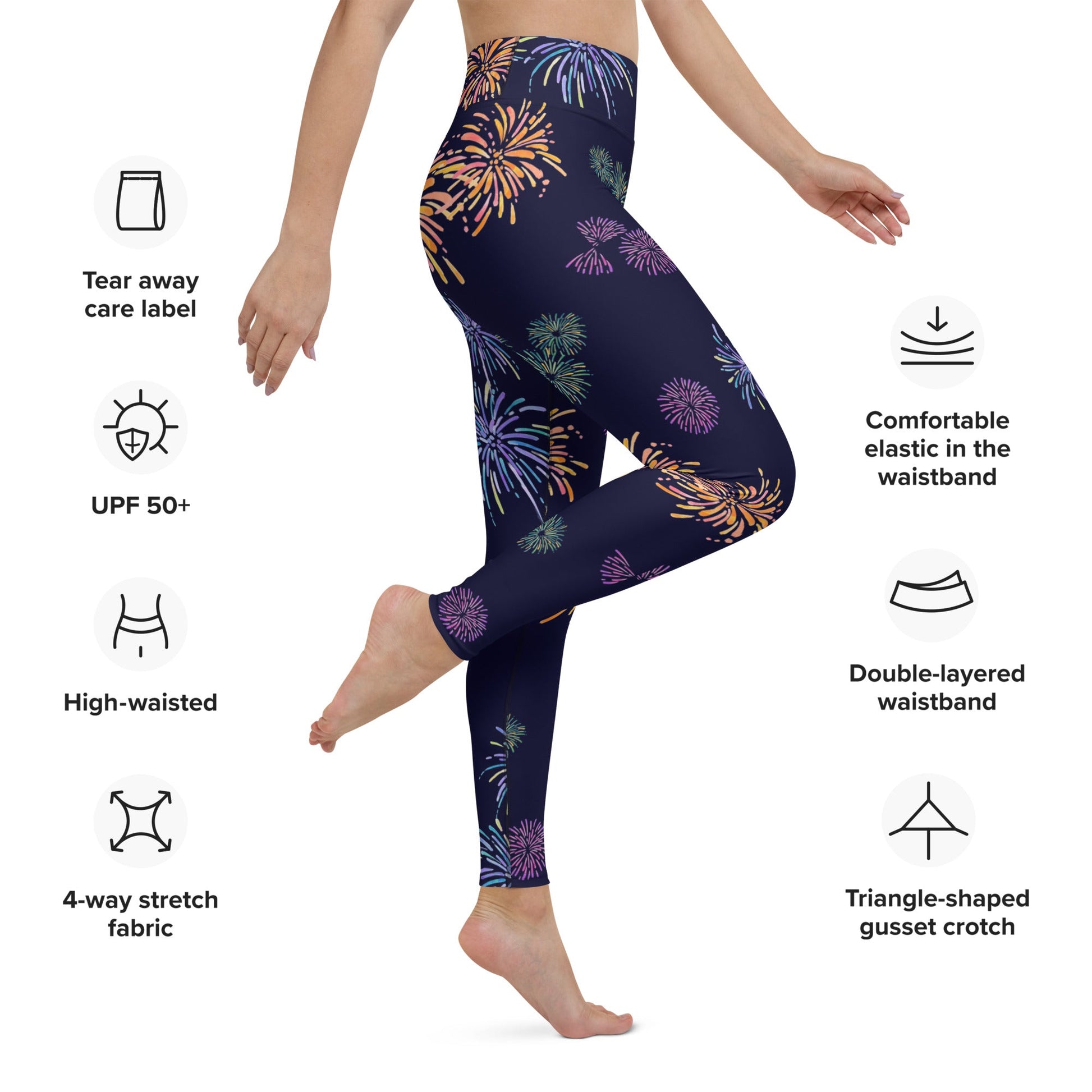 Fireworks Ears Yoga Leggings All Over PrintAOPAdult LeggingsWrong Lever Clothing