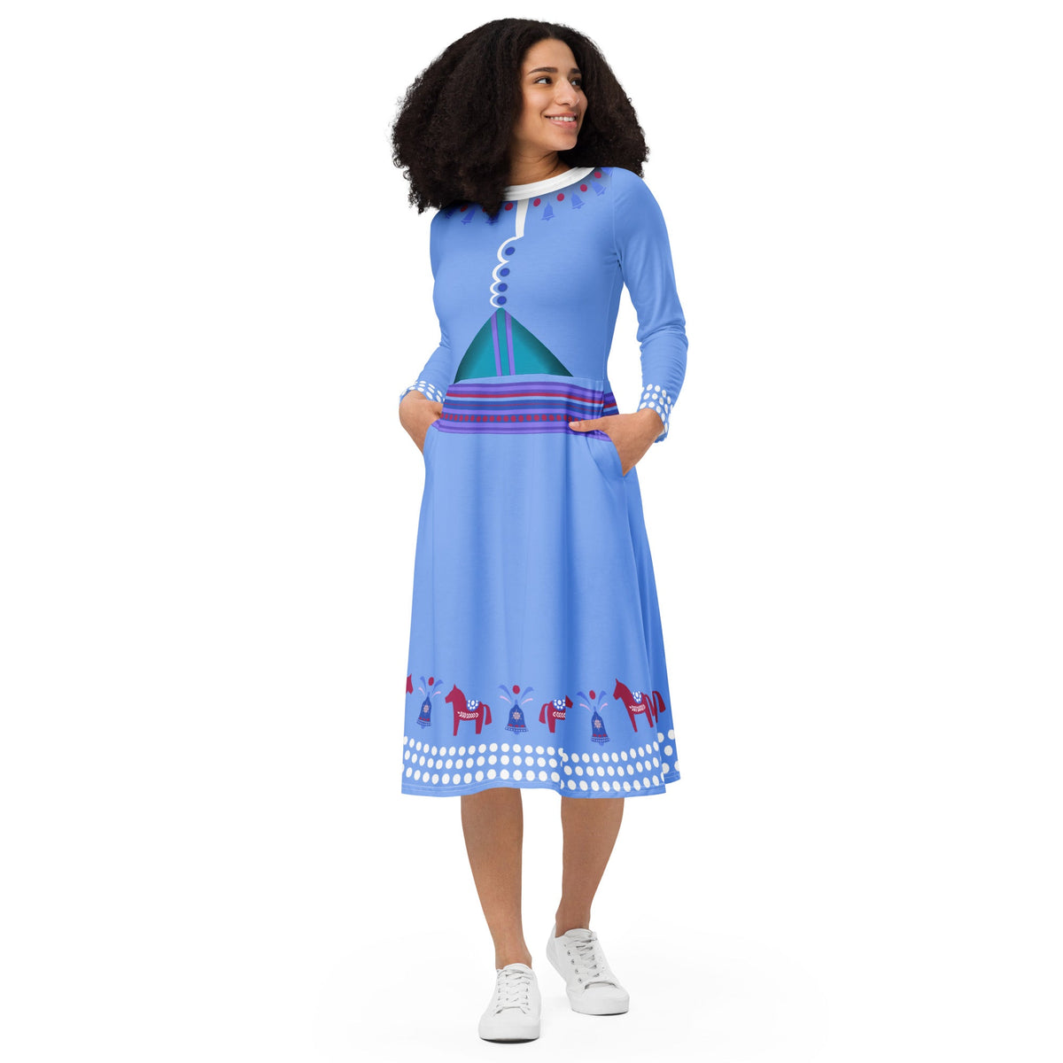 Frozen Holiday Adventure long sleeve midi dress adult frozen dressadult frozen styleanna frozen dress#tag4##tag5##tag6#