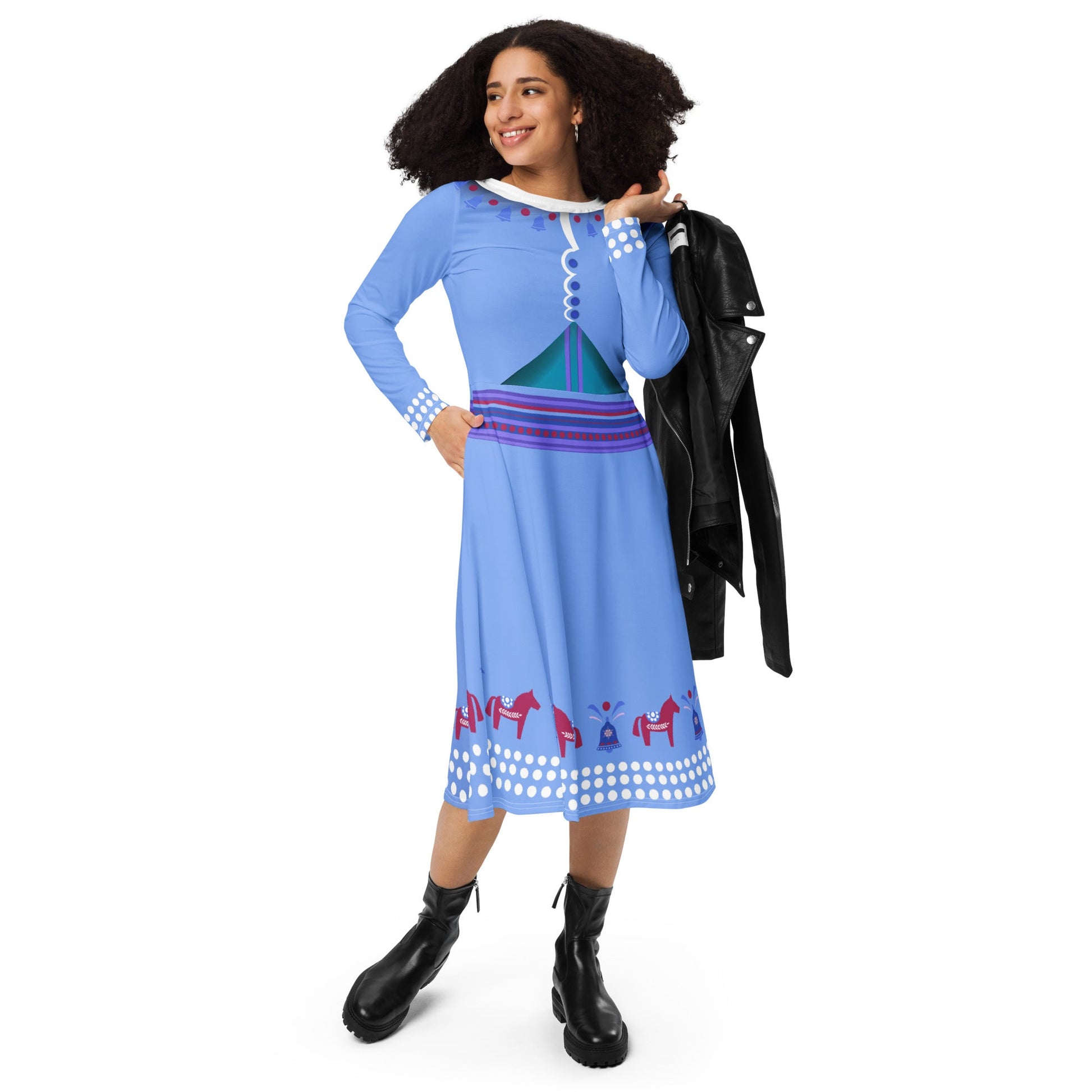 Frozen Holiday Adventure long sleeve midi dress adult frozen dressadult frozen styleanna frozen dress#tag4##tag5##tag6#
