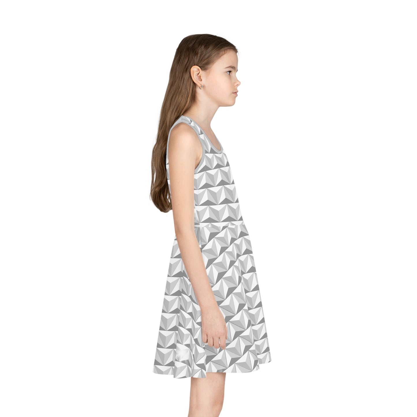 Geometric Dome Girls' Sleeveless Sundress All Over PrintAOPAOP Clothing#tag4##tag5##tag6#