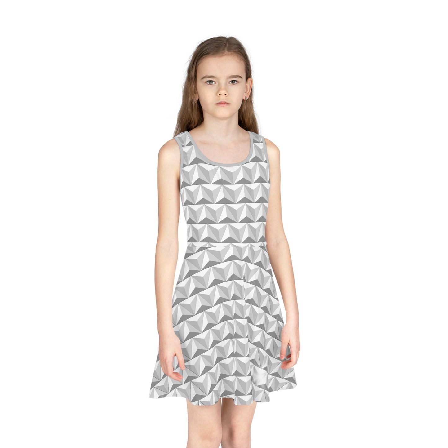 Geometric Dome Girls' Sleeveless Sundress All Over PrintAOPAOP Clothing#tag4##tag5##tag6#