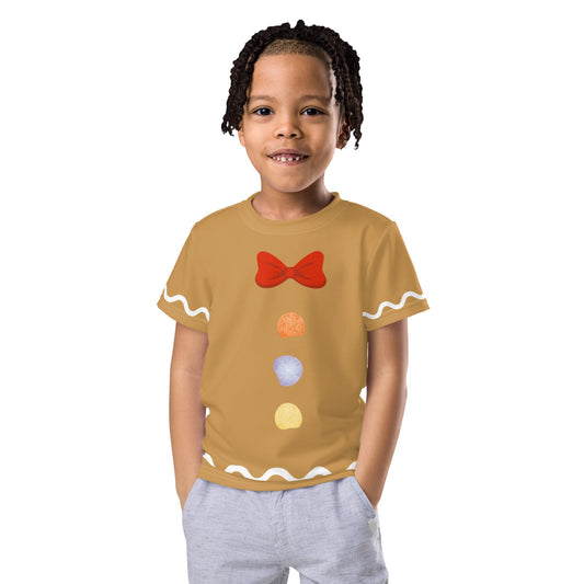 Gingerbread Friend Kids crew neck t-shirt: holiday party, Christmas trip style happiness is addictive#tag4##tag5##tag6#