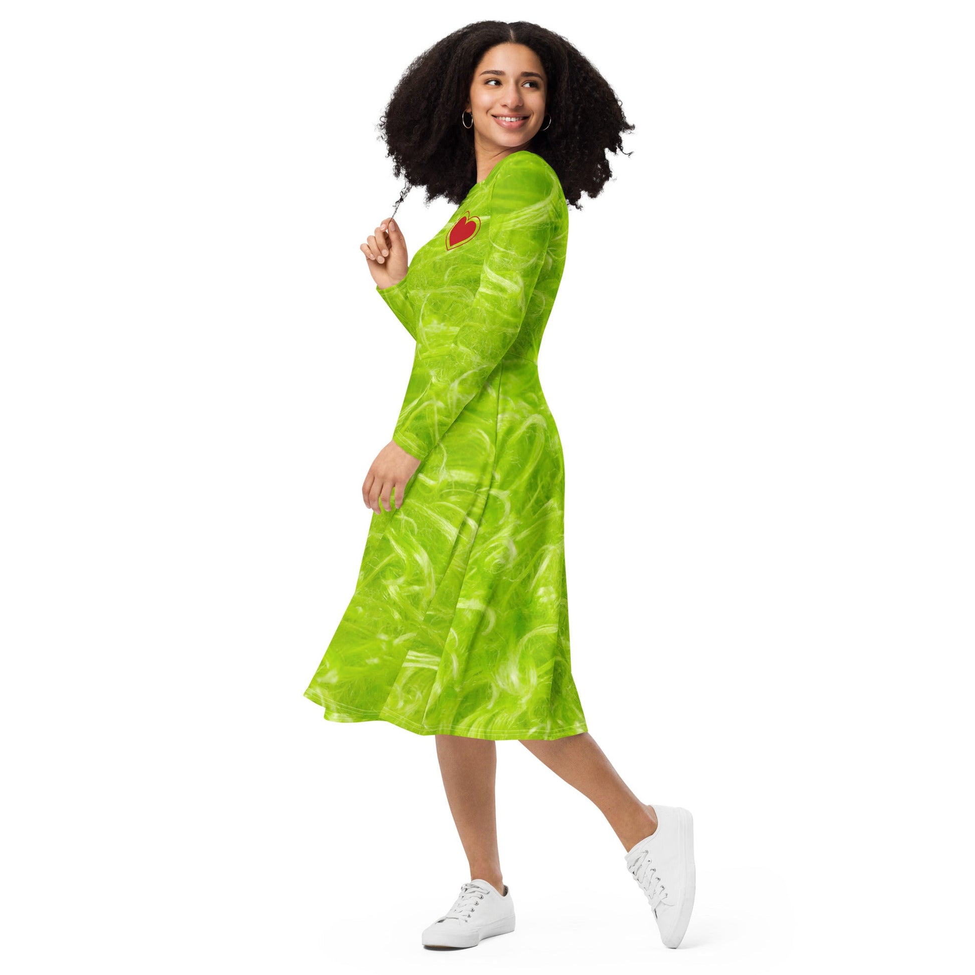 Green Guy long sleeve midi dress adult grinchadult grinch dressadult grinch style#tag4##tag5##tag6#