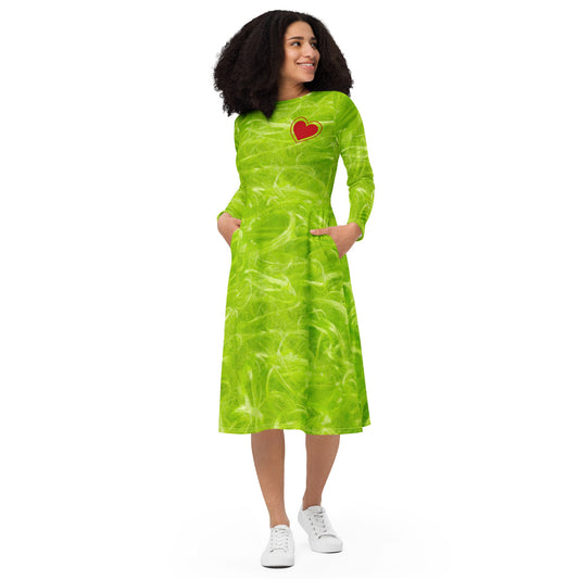 Green Guy long sleeve midi dress adult grinchadult grinch dressadult grinch style#tag4##tag5##tag6#