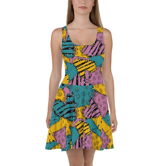 Inspired Patchwork Skater Dress happiness is addictive#tag4##tag5##tag6#