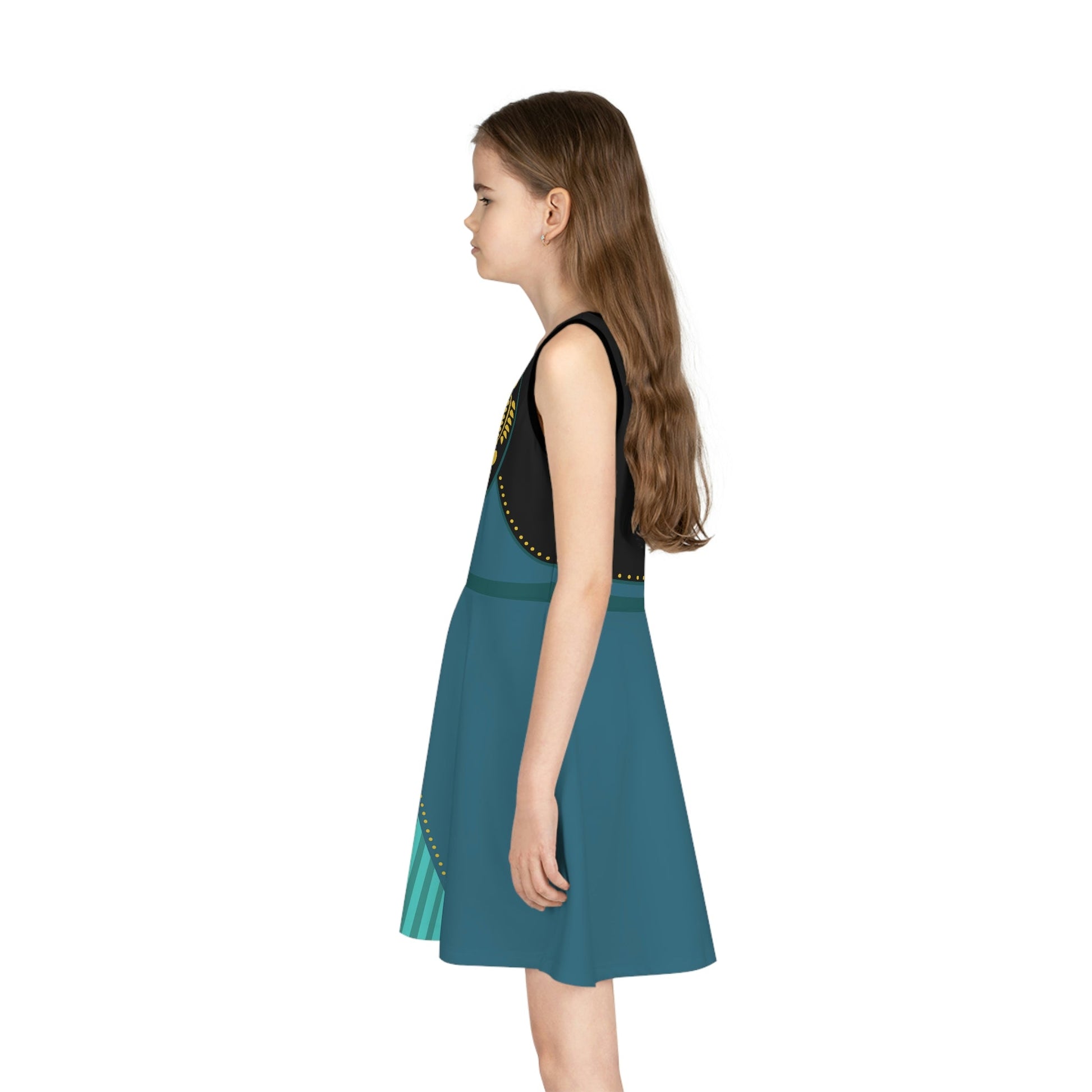 It's Good to be Queen Girls' Sleeveless Sundress All Over Printanna frozen 1anna frozen 2#tag4##tag5##tag6#