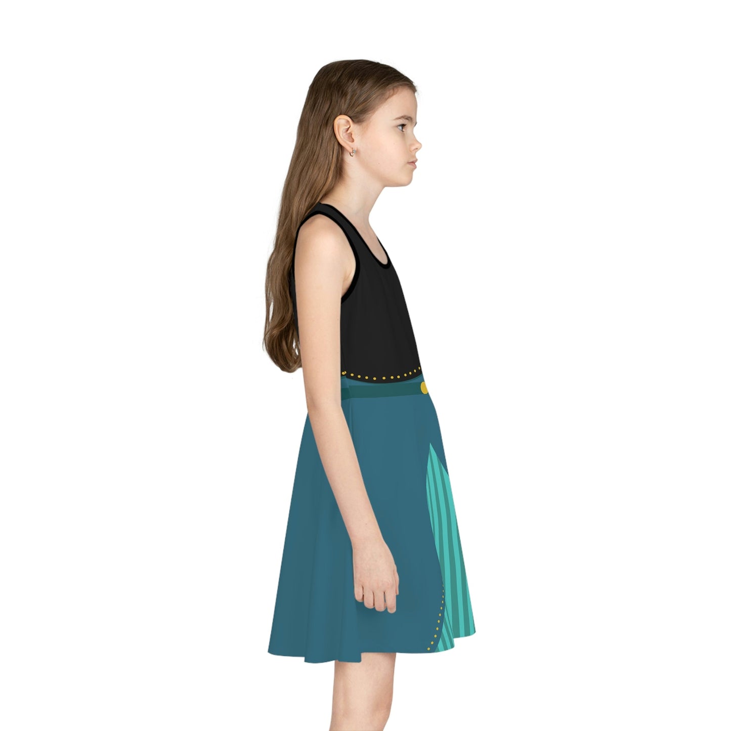 It's Good to be Queen Girls' Sleeveless Sundress All Over Printanna frozen 1anna frozen 2#tag4##tag5##tag6#