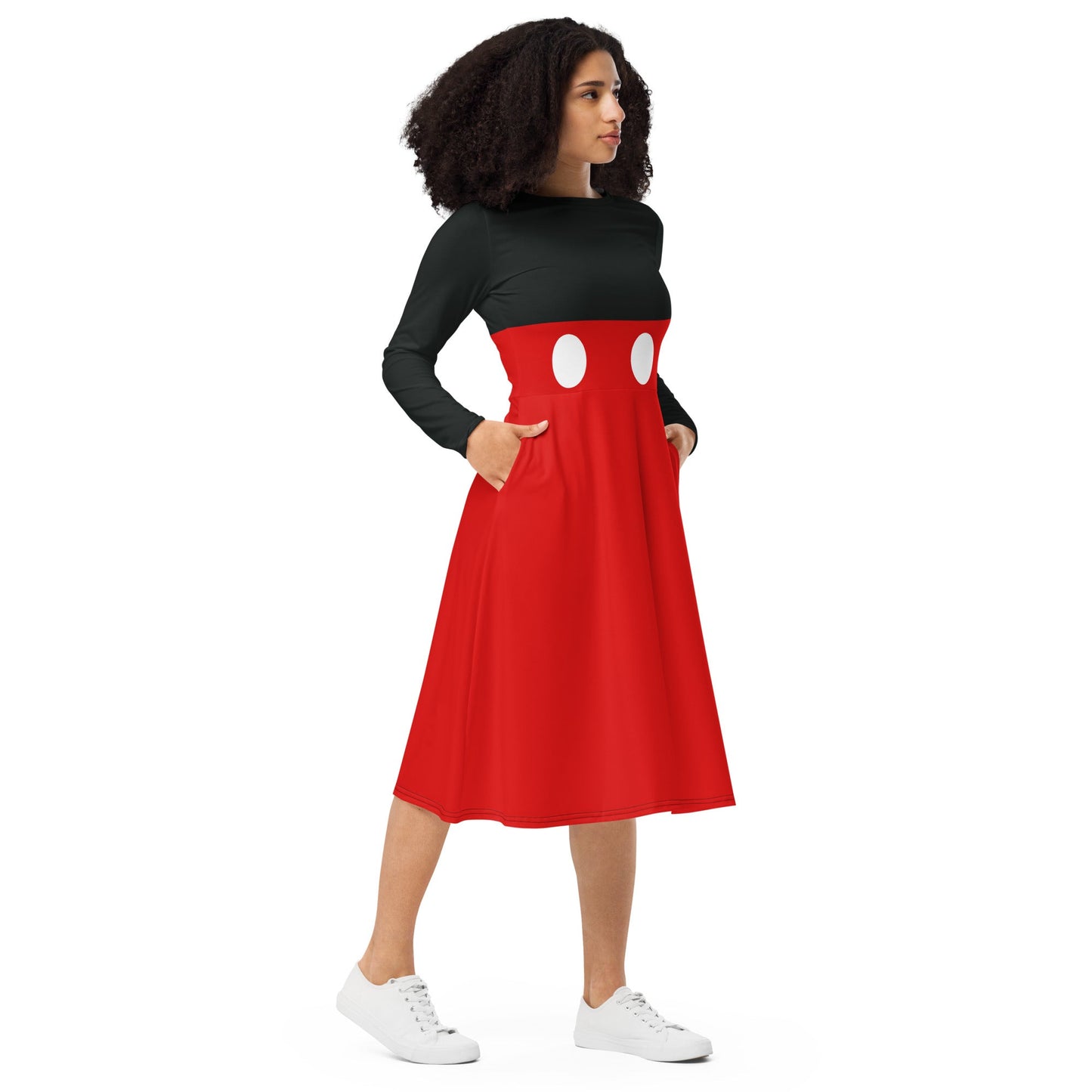 Mrs. Mouse long sleeve midi dress adult disneyadult mickey costumedisney#tag4##tag5##tag6#