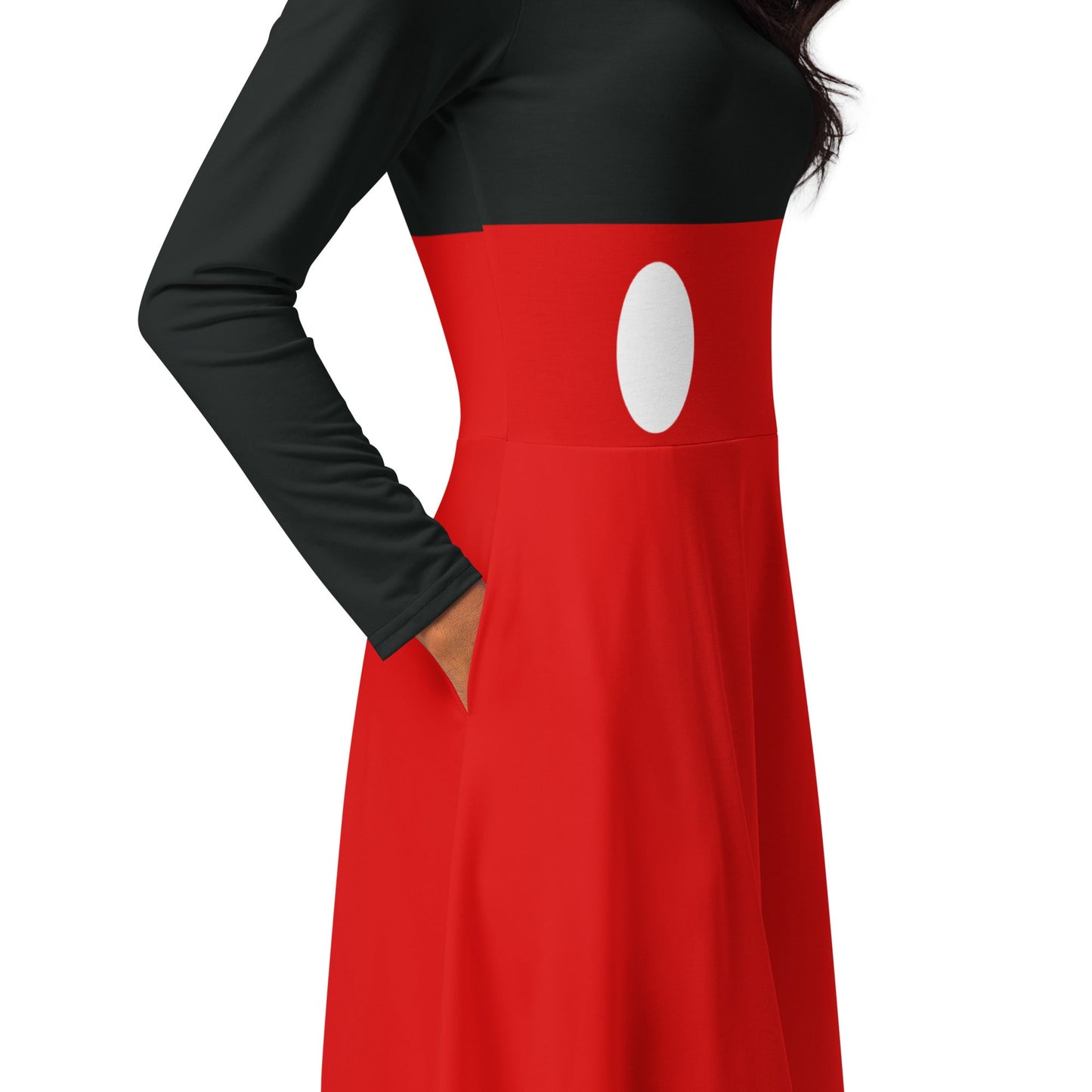 Mrs. Mouse long sleeve midi dress adult disneyadult mickey costumedisney#tag4##tag5##tag6#