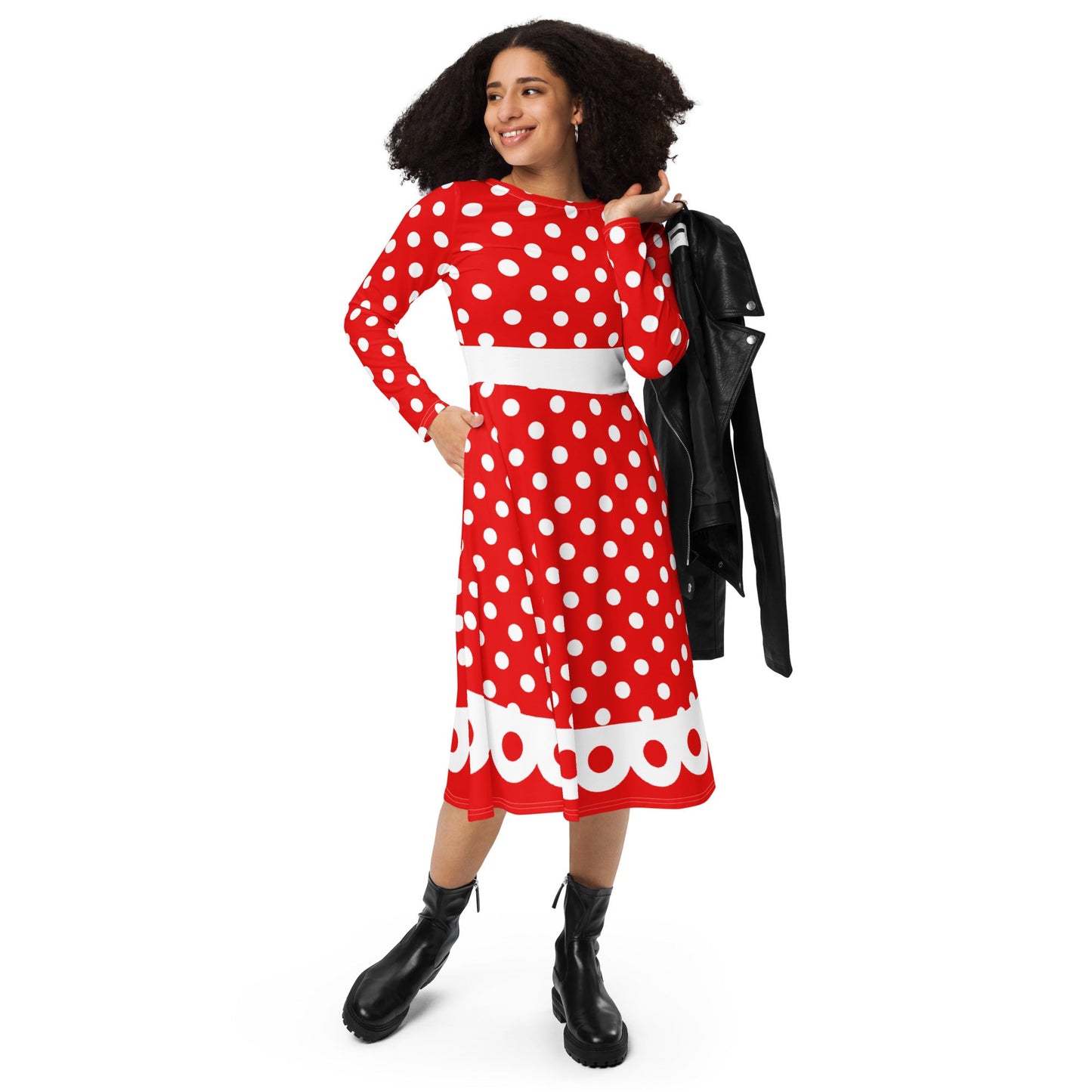 Mrs. Mouse long sleeve midi dress adult disneyadult disney dressadult minnie costume#tag4##tag5##tag6#