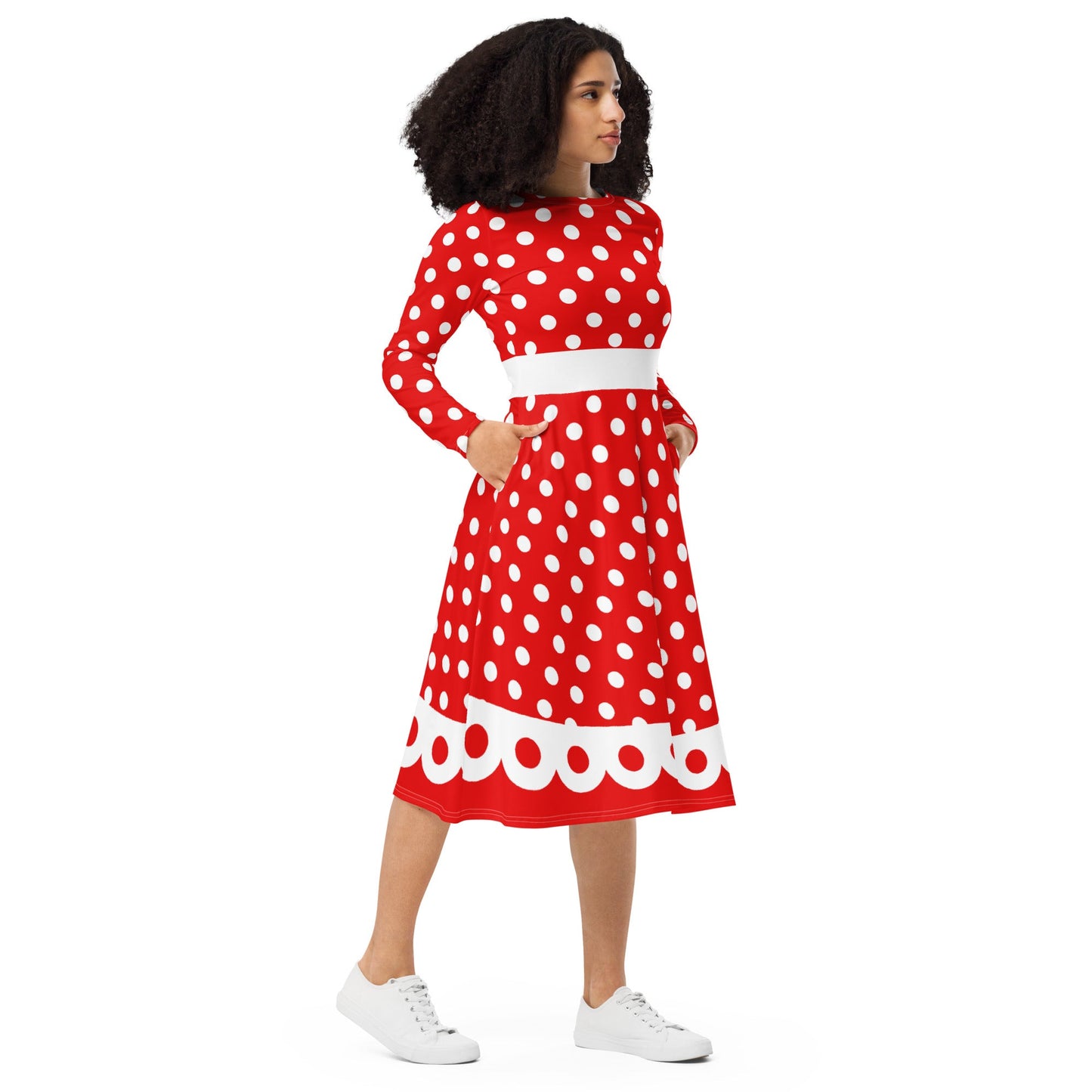 Mrs. Mouse long sleeve midi dress adult disneyadult disney dressadult minnie costume#tag4##tag5##tag6#