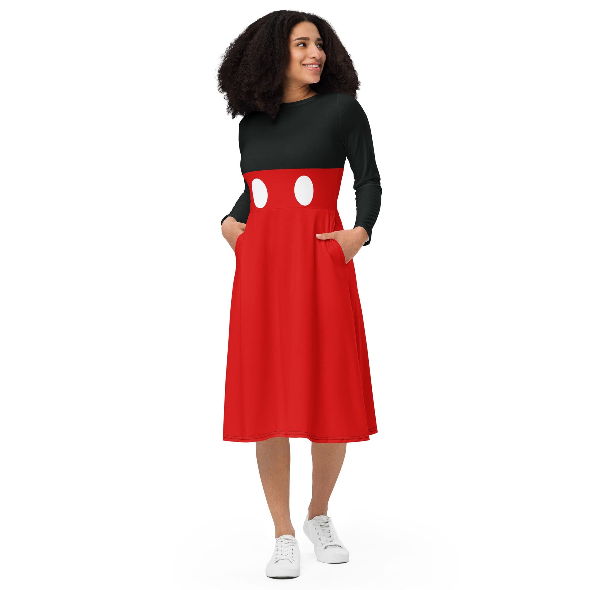 Mrs. Mouse long sleeve midi dress adult disneyadult mickey costumedisney#tag4##tag5##tag6#