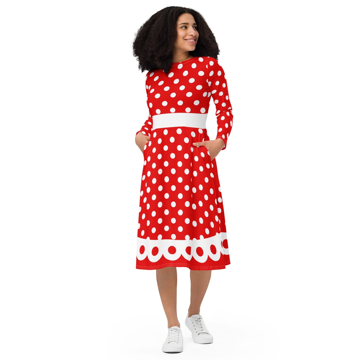 Mrs. Mouse long sleeve midi dress adult disneyadult disney dressadult minnie costume#tag4##tag5##tag6#