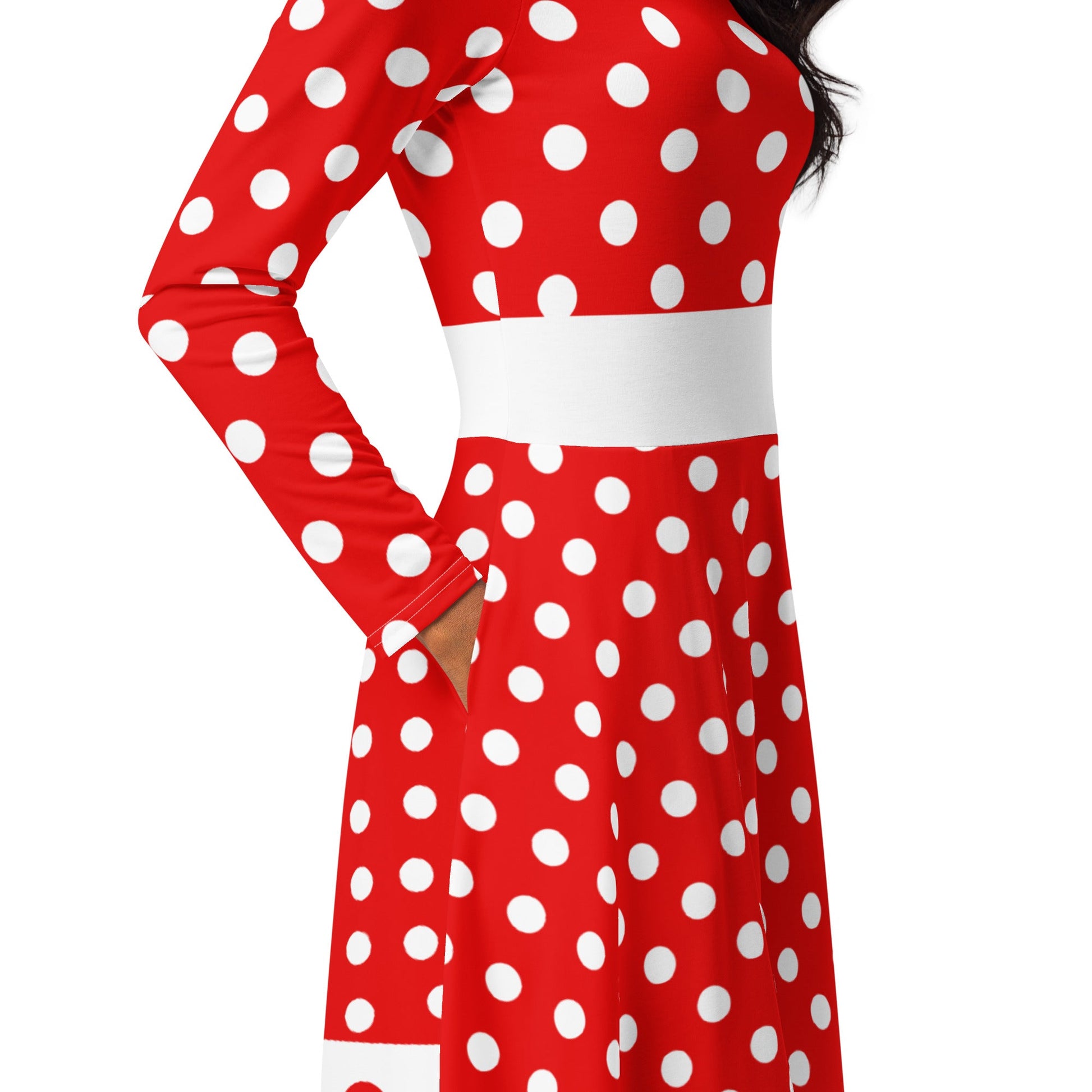 Mrs. Mouse long sleeve midi dress adult disneyadult disney dressadult minnie costume#tag4##tag5##tag6#