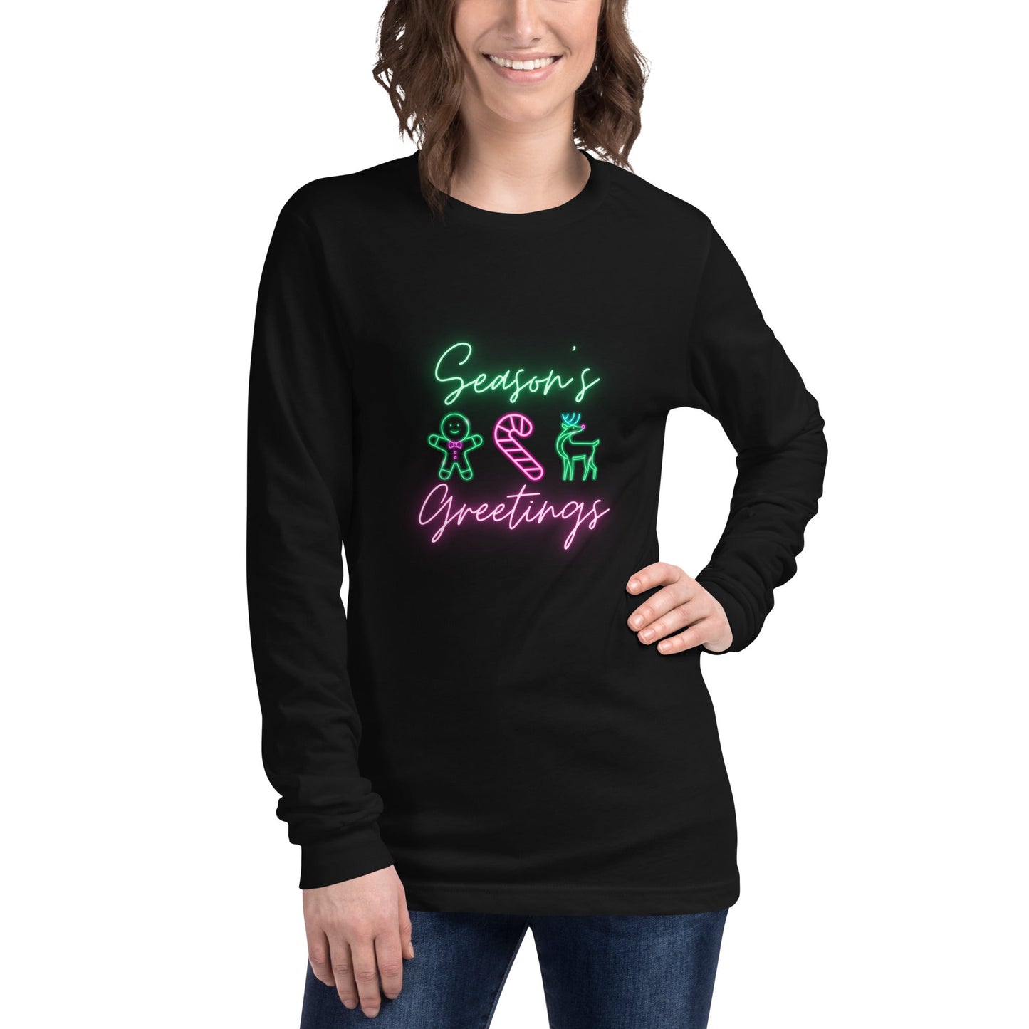 Neon Christmas Unisex Long Sleeve Tee adult christmas topadult holiday topAdult T-ShirtLittle Lady Shay Boutique